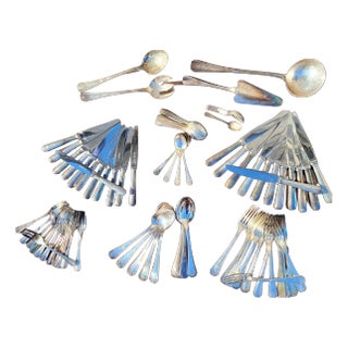 Art Deco Boréal Flatware Set in Silver-Plated Metal by Luc Lanel for Christofle, 1930s, Set of 89 For Sale