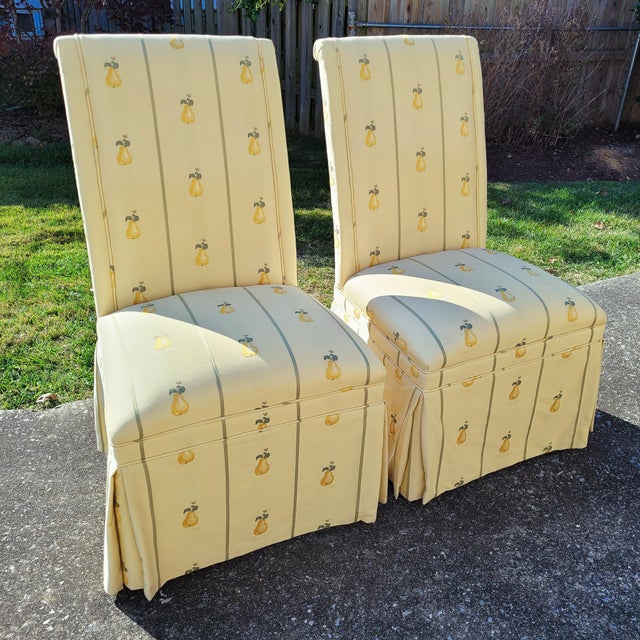 French Country Upholstered Parsons Dining Host Chairs With Pleated Box