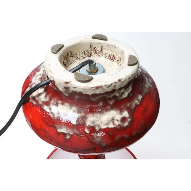 Red Art Stacking Ceramic Table Lamps by Greta Beuckelaere, Belgian, 1990s, Set of 2 For Sale - Image 8 of 9