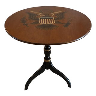 Hitchcock Federal Style Eagle Stenciled Tilt Top Table With Candlestick Base. For Sale