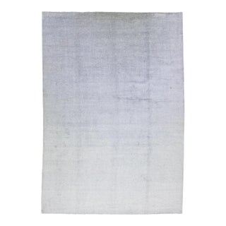 2010s Solid Silver Handmade Wool & Silk Rug For Sale