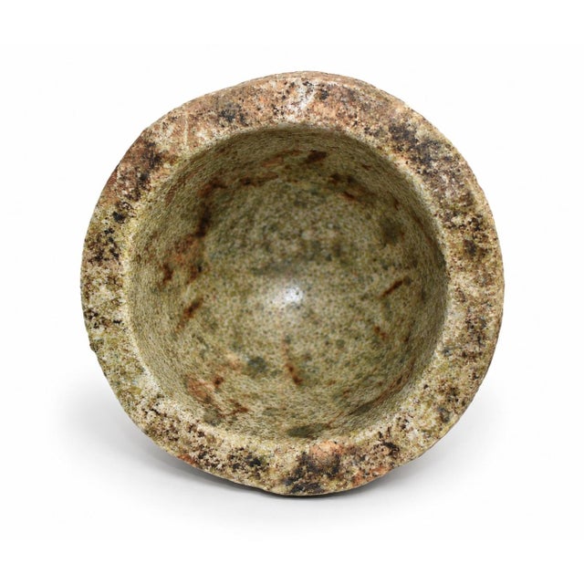 Olive 18th Century Granite Stone Bowl Olive Green Mortar Planter 5 Lb For Sale - Image 8 of 11