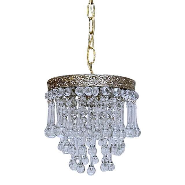 1950s Italian Brass Upside Down Layered Cake Chandelier For Sale