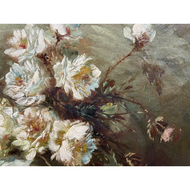 1920s Floral Still Life, Oil on Canvas, a Fallen Vase With Flowers, American, 1920s For Sale - Image 5 of 9