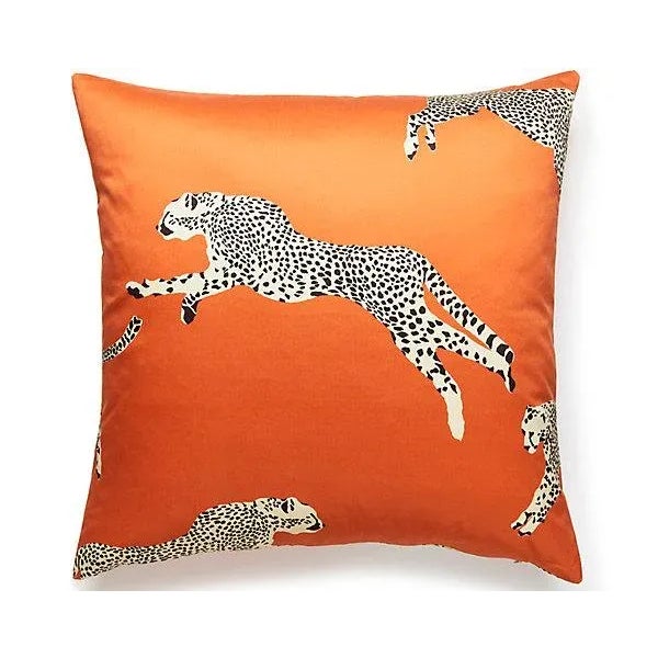Traditional The House of Scalamandré Leaping Cheetah Pillow, Clementine For Sale - Image 3 of 3