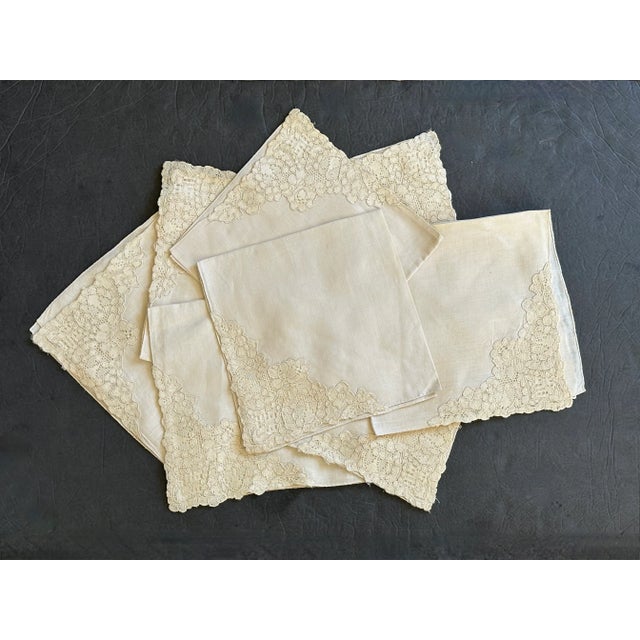 Traditional Vintage Linen Dinner Napkin Set of 6 For Sale - Image 3 of 12