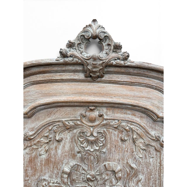 French Provincial 19th C. French Carved Painted Walnut Trumeau Mirror With Original Mirror Plate For Sale - Image 3 of 6