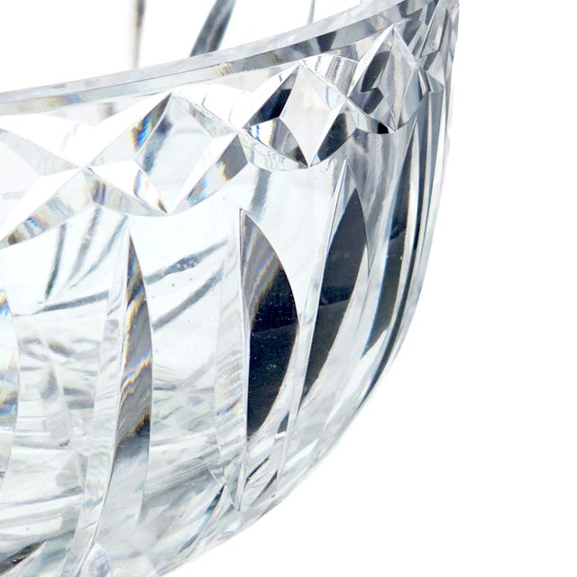 Signed Waterford Cut Crystal Oblong Bowl – 10” Irish Glass – Three Leaves & X Motif – From 9”–13” Bowl Collection For Sale In San Francisco - Image 6 of 7