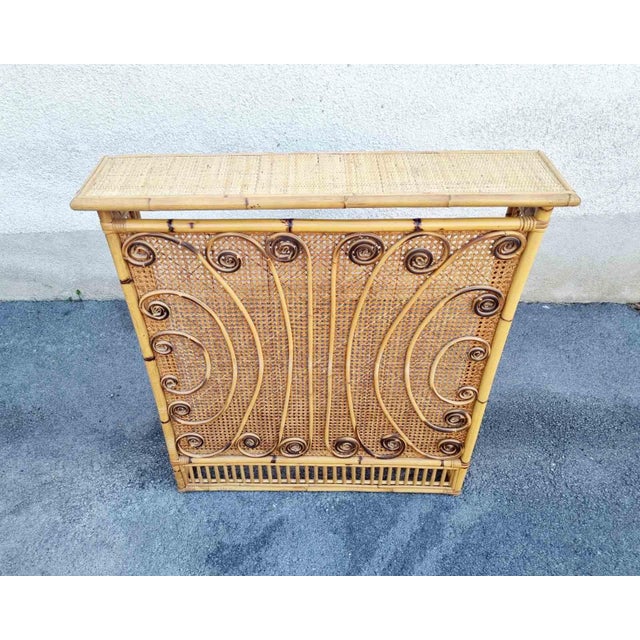 Large Italian Modern Bamboo and Rattan Radiator Cover by Franco Albini, 1960s For Sale - Image 6 of 17