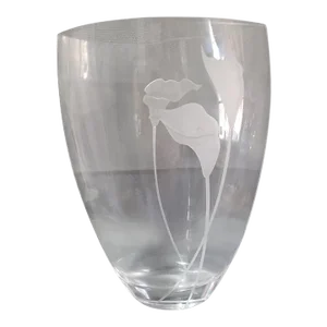 Vintage Mikasa Etched Crystal Ellipse Calla Lily Oval Vase