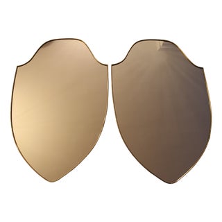Modernist Shield-Shaped Brass Wall Mirror in the style of Gio Ponti, Italy, 1950s For Sale