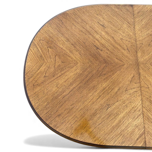 Vintage Bookmatched Veneer Oval Extension Dining Table For Sale - Image 17 of 18