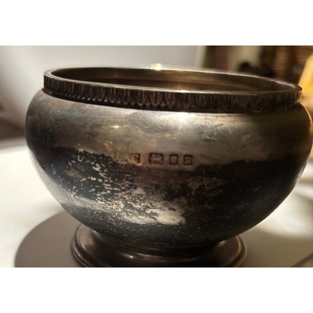 Late 20th Century English Sterling Silver Creamer, Sugar and Slop Bowl Set-Hallmarked Monogram Esc - Set o f 3 For Sale - Image 9 of 9