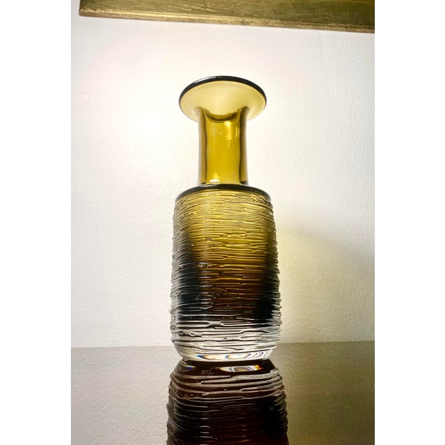Olive-Topaze Glass Vase by Bengt Edenfalk for Skruf, 1960s For Sale - Image 16 of 16