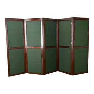 English 19th Century Mahogany and Fabric Folding Screen Room Partition