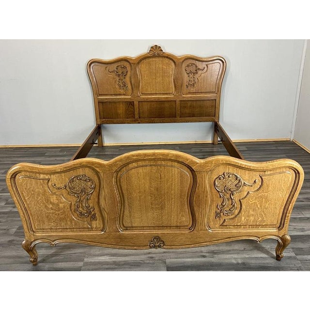 Vintage French Louis XVI Double Bed Frame in Oak For Sale - Image 11 of 11