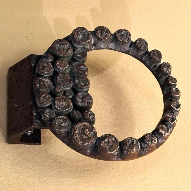 Round Push and Pull Door Handle in Bronze with Relief Ring, 1970s For Sale - Image 4 of 9