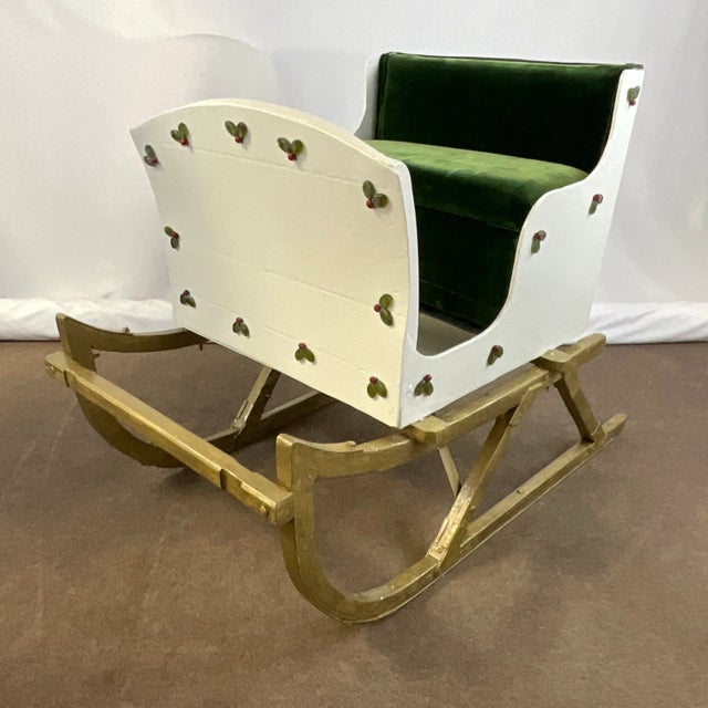 American 1940s Americana Hollywood Regency Christmas Shetland Pony Sleigh, Life Size Artisan Christmas Holiday Accent For Sale - Image 3 of 12