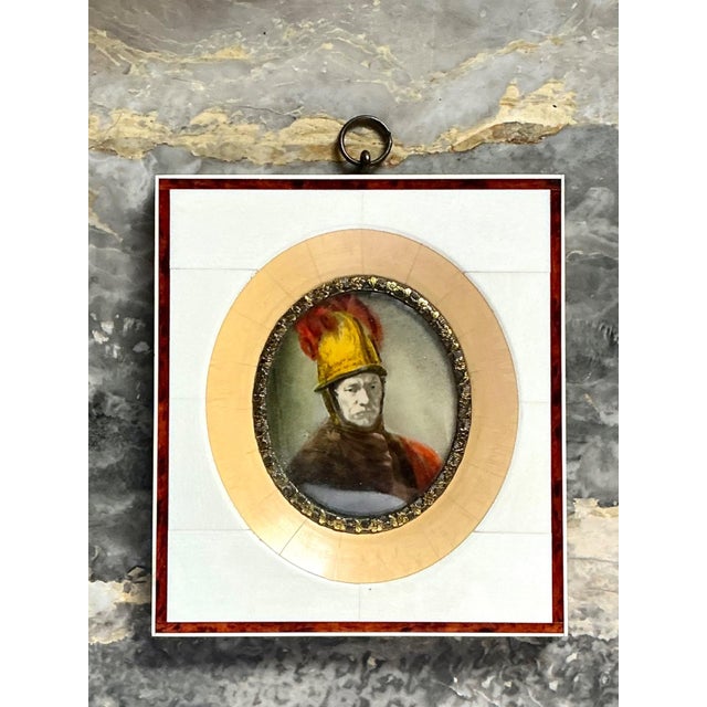 Vintage Hand-Painted Portrait Miniature For Sale - Image 16 of 17