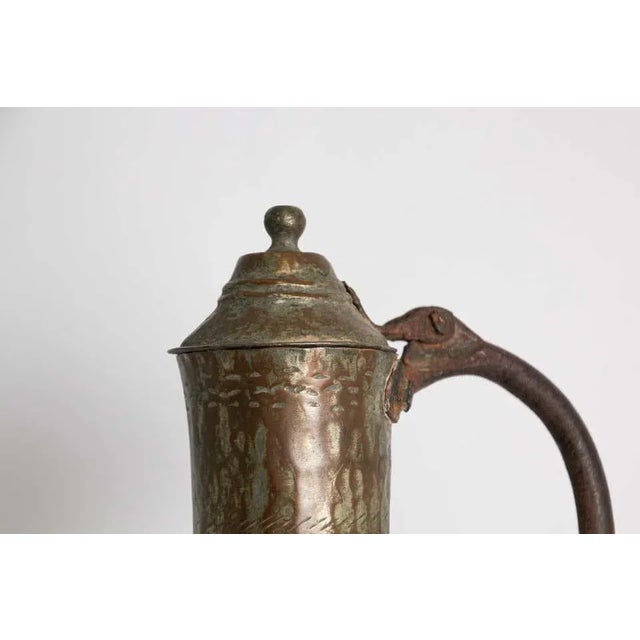 Metal Antique Middle Eastern Persian Tinned Copper Ewer 19th Century For Sale - Image 7 of 13
