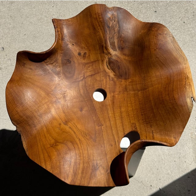 Large Wavy Leaf-Shaped Teak Pendant Light For Sale - Image 10 of 18