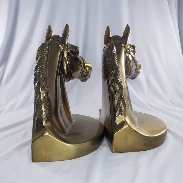 Vintage Pmc 89b Horse Head Brass Gold Tone Bookends a Pair Chairish