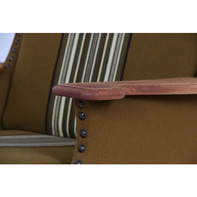Danish Oak and Wool Lounge Chair, 1970s For Sale - Image 6 of 10