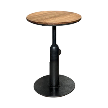 Industrial Round Bistro Table with Wooden Top