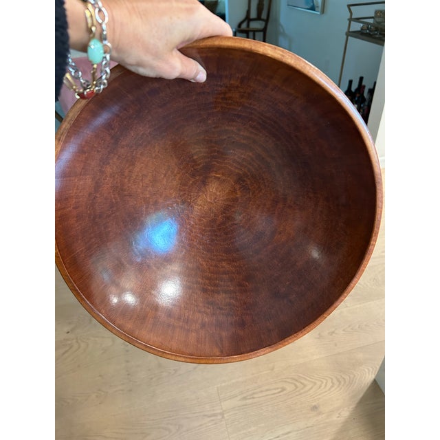 Large 1960s Hand Carved Mid Century Wood Teak Bowl For Sale - Image 4 of 9