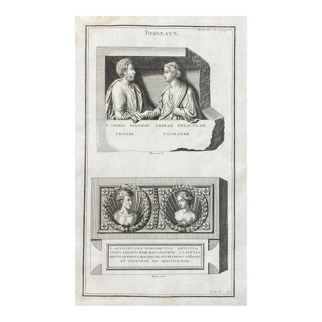 Antique 18th. Century Roman Tomb or Gravestone Engraving For Sale