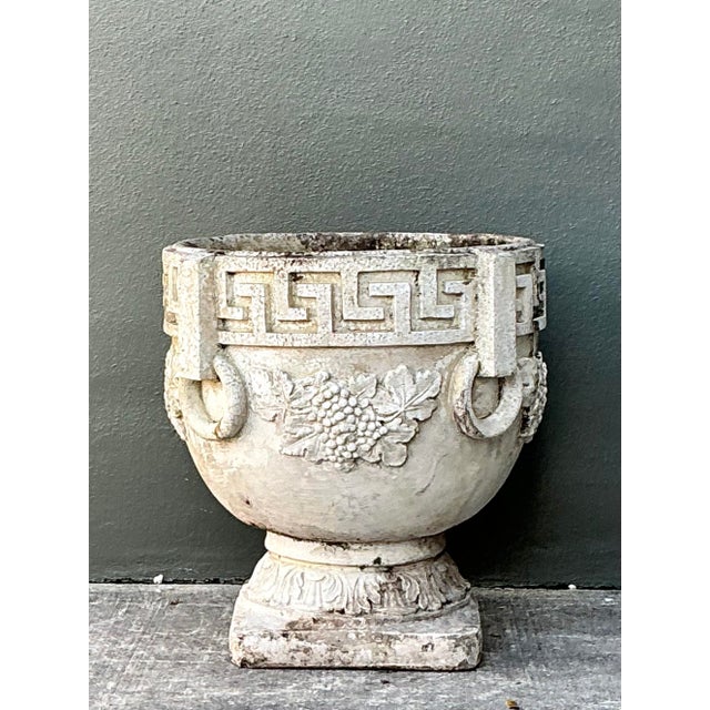 Mid 20th Century Vintage Cast Concrete Greek Key Planter For Sale - Image 5 of 12