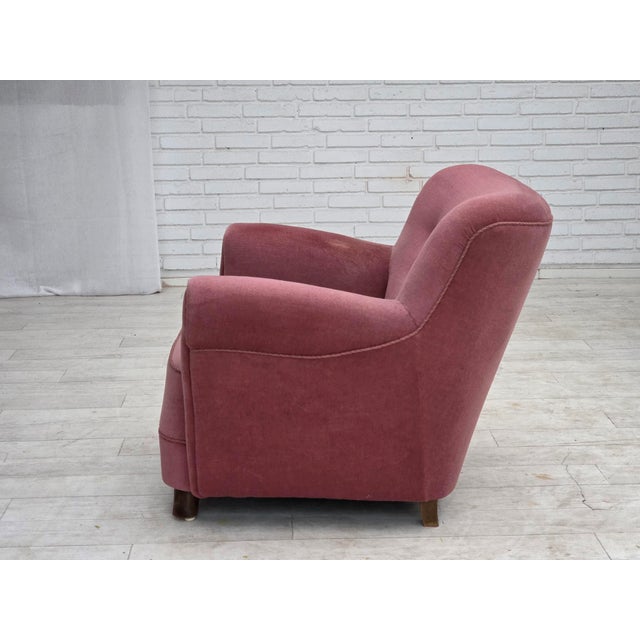 Mid-Century Danish Oak Relax Armchair with Velour Upholstery, 1960s For Sale - Image 9 of 18