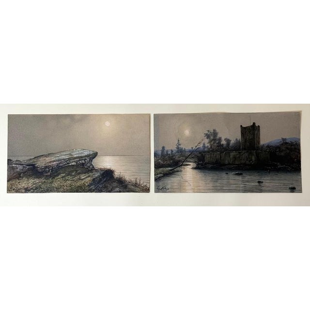 1900 - 1909 Eugen Niethe, Scottish Landscape, Threave Castle, 1900, Watercolor, Set of 2 For Sale - Image 5 of 17