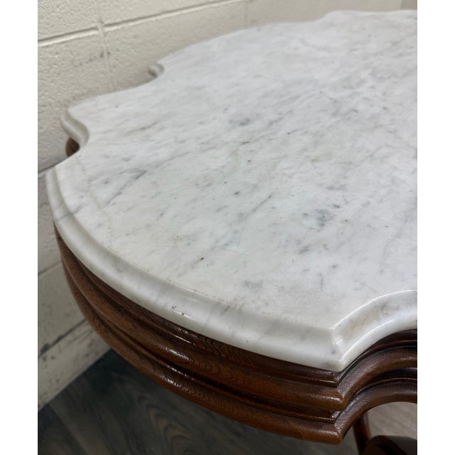 White Antique White Marble Turtle Top Victorian Eastlake Parlor Table Center Table For Sale - Image 8 of 10