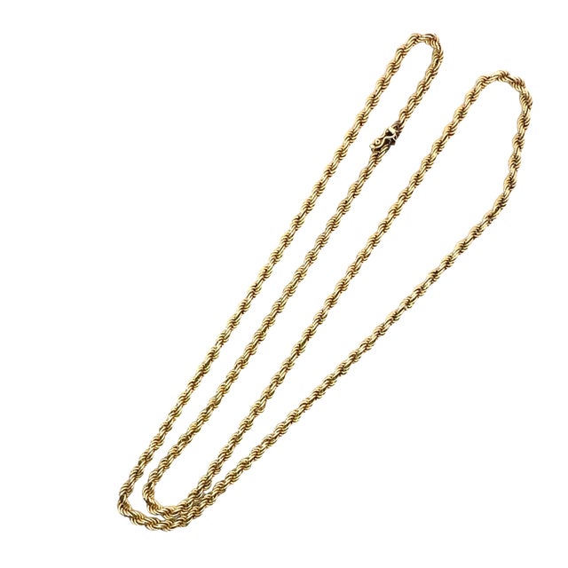 Vintage Rope Chain Necklace • 14K Solid Yellow Gold • Length: 28 inches / 71.12 centimeters • Thickness: 0.17 inches /...