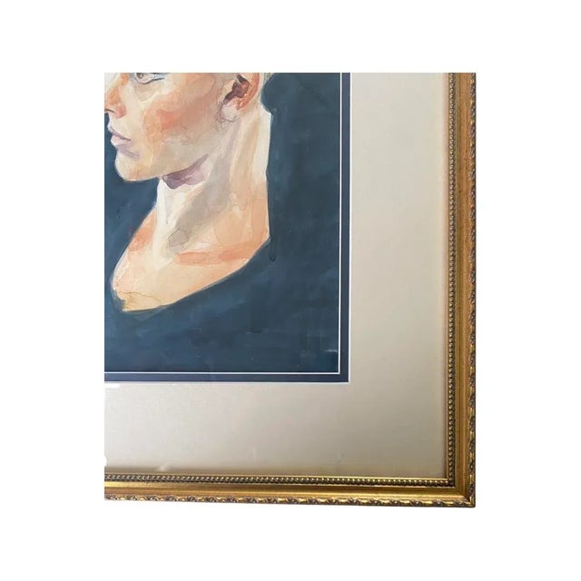 Mid 20th Century Figural Watercolor Portrait of Woman Fixing Her Hair by Rhoda Yanow For Sale - Image 4 of 10