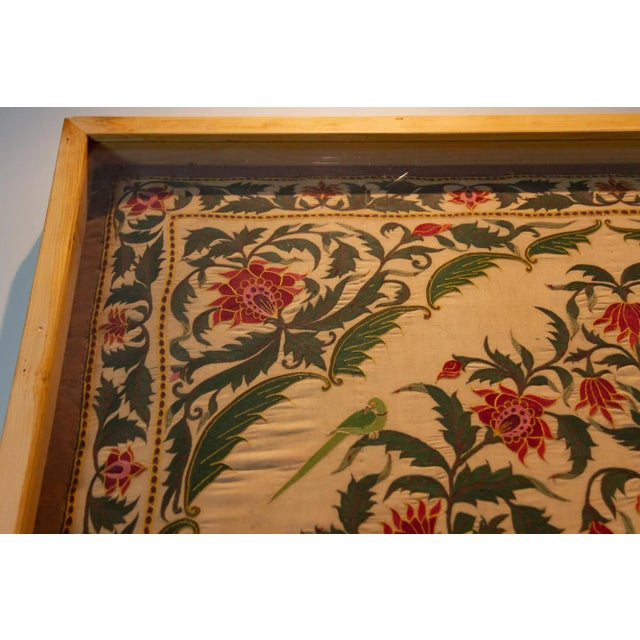 Textile Antique Indian Mughal Framed Embroidered Wall Art For Sale - Image 7 of 12
