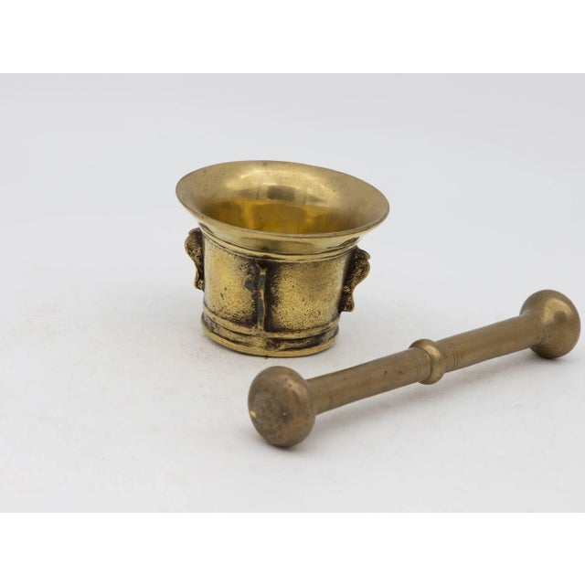 French Antique Vintage Brass Mortar and Pestle For Sale - Image 3 of 8