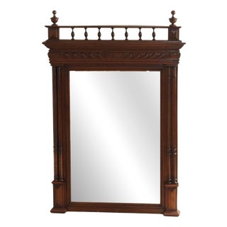 Large Neo-Renaissance Wall Mirror in Walnut, 1890 For Sale