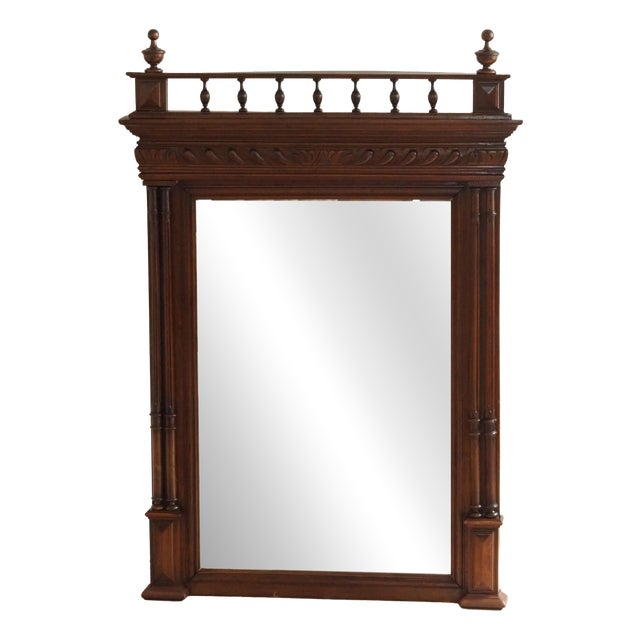 Large Neo-Renaissance Wall Mirror in Walnut, 1890 For Sale