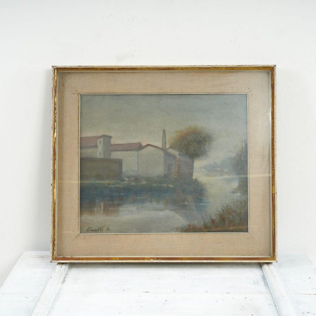 A. Bratti, Golden Frame Beauty of a Serene Landscape, 2000s, Oil on Canvas, Framed For Sale - Image 5 of 5