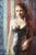 The artwork presents a striking figure adorned in a shimmering dress, exuding confidence and grace against a backdrop of...