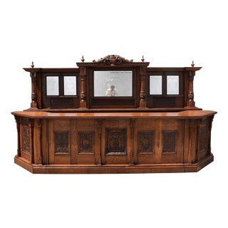 Victorian Carved Oak Front and Back Bar, 1980 For Sale