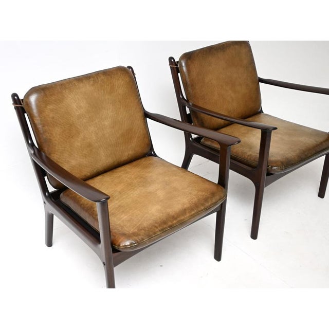 Vintage Danish Leather Armchairs from Ole Wanscher, 1960s, Set of 2 For Sale - Image 6 of 10