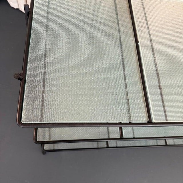 Metal 1960s Mid-Century Modern Wrought Iron Tiered Glass Side Table Étagère For Sale - Image 7 of 8