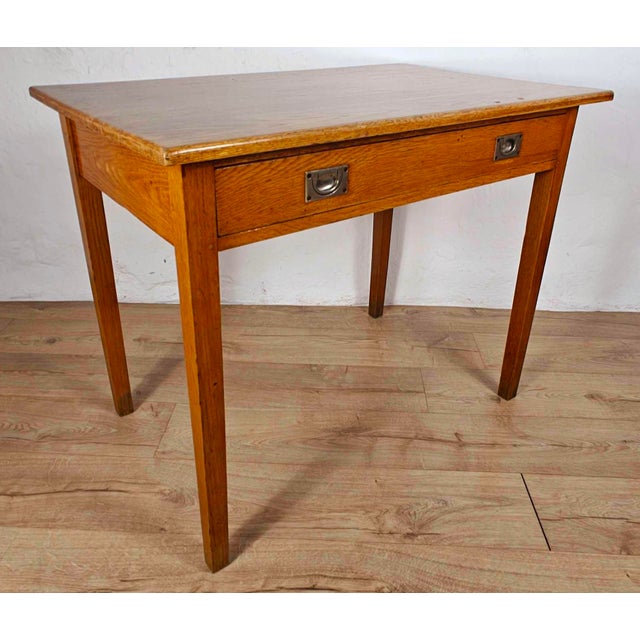 Mid-Century Modern Vintage Military Desk in Oak, 1930s For Sale - Image 3 of 16