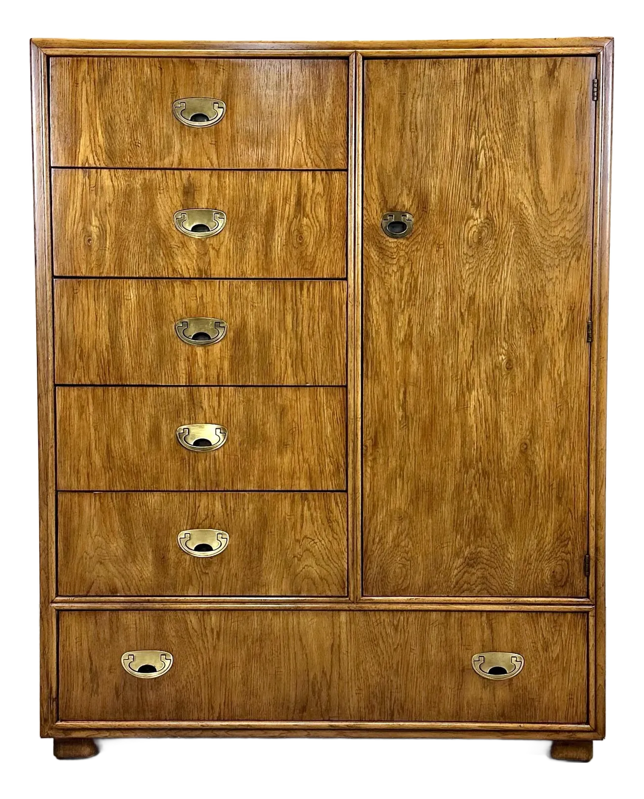 Vintage Drexel Mid Century Modern / Campaign Passage Collection Campaign  Tall Dresser Chest of Drawers/Armoire | Chairish