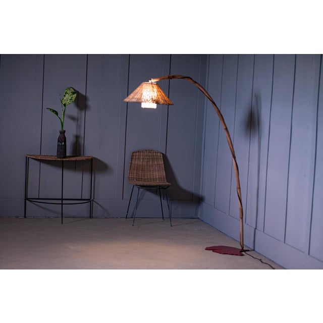 Thalia Double Rattan Floor Lamp With 2 Adjustable Woven Floral Conical Shades For Sale - Image 14 of 14