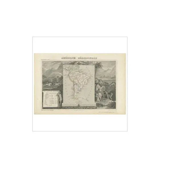 Antique Map of South America by V. Levasseur, 1854 For Sale - Image 3 of 5