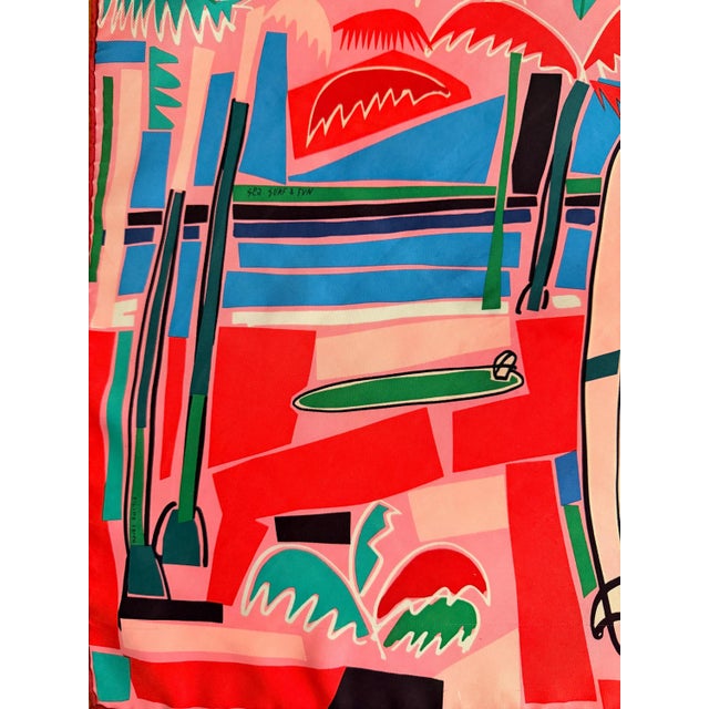 HERMES SEA, SURF and Fun Jardim Filipe 2018 Gavroche Silk Scarf For Sale In New York - Image 6 of 8